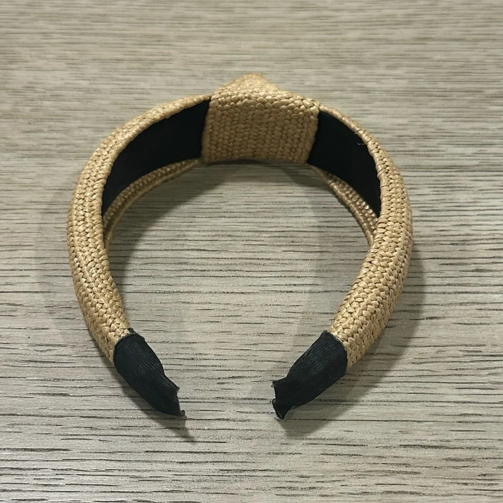 Braided Knot Padded Headband - Natural Straw